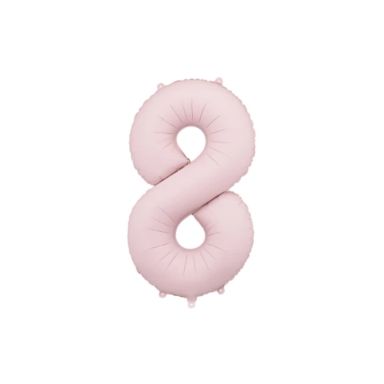 Party Deco Balón Číslo 8 Pastelově růžový 86 cm Elegantní balón na 8. narozeniny – pastelová růžová v hlavní roli