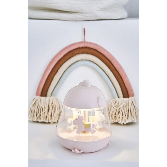 Dětské světélko s hudbou a kolotočem Růžové