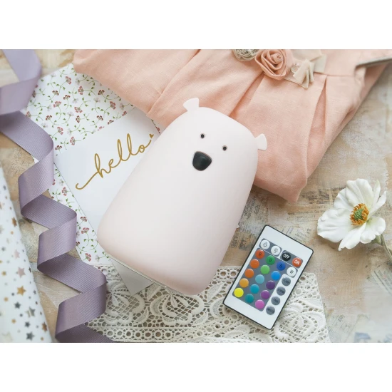 Dětská dotyková lampa s dálkovým ovládáním Velký medvídek Růžový