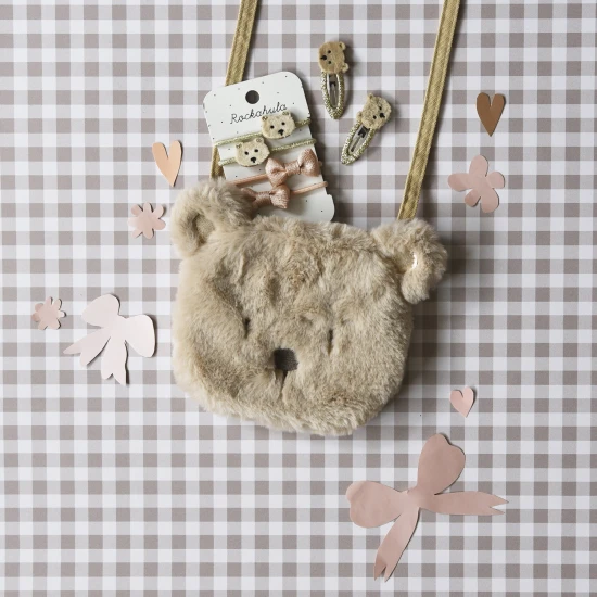 Sada 4 gumiček do vlasů s motivy medvídka a mašle, ideální pro děti