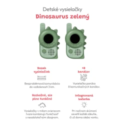 Dětské vysílačky Dinosaurus zelený 2 ks Dětské vysílačky Dinosaurus zelený 2 ks