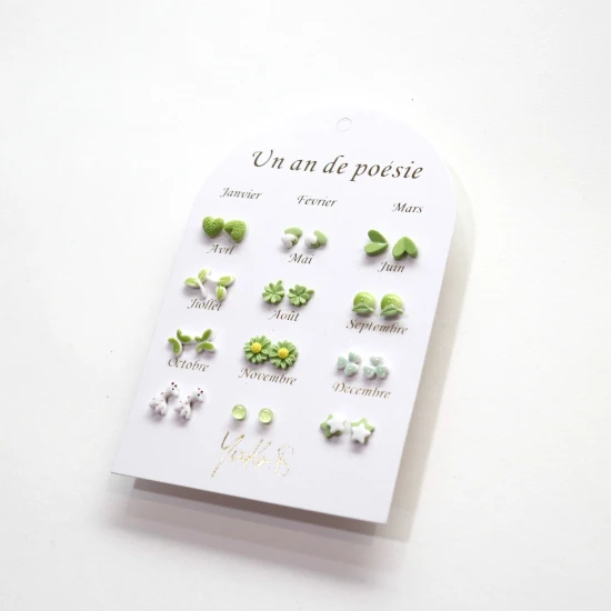 Náušnice na každý měsíc Zelené Yuko B.