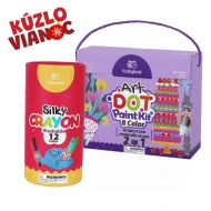 Vánoční sada měkkých omyvatelných pastelek 12 ks a omyvatelných barev v tubách 8 ks s omalovánkami Vánoční sada měkkých omyvatelných pastelek 12 ks a omyvatelných barev v tubách 8 ks s omalovánkami