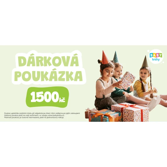 Dárková elektronická poukázka v hodnotě 1500 CZK pro děti a rodiče – nákup na babyknihy.cz.