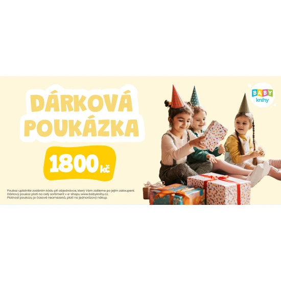 Dárková elektronická poukázka v hodnotě 1 800 CZK pro děti a rodiče – nákup na babyknihy.cz.
