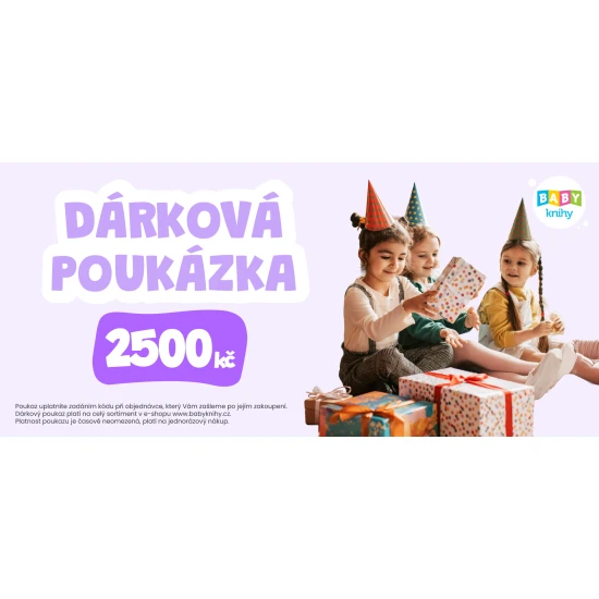 Dárková elektronická poukázka v hodnotě 2 500 CZK pro děti a rodiče – nákup na babyknihy.cz.