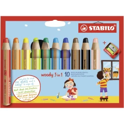 Pastelky Woody a struhadlo 3in1