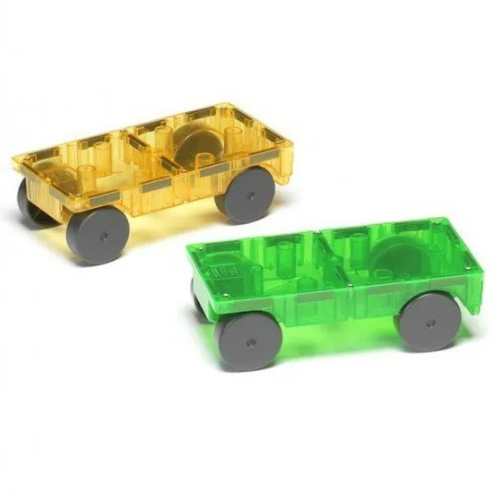 MAGNA-TILES Magnetická stavebnice Cars 2 dílná Green/yellow Stavebnice Cars 2 rozvíjí představivost a jemnou motoriku.