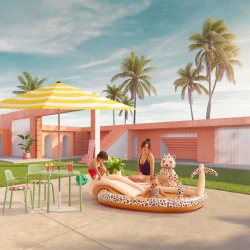 Nafukovací bazén se skluzavkou Beige Leopard 210 cm