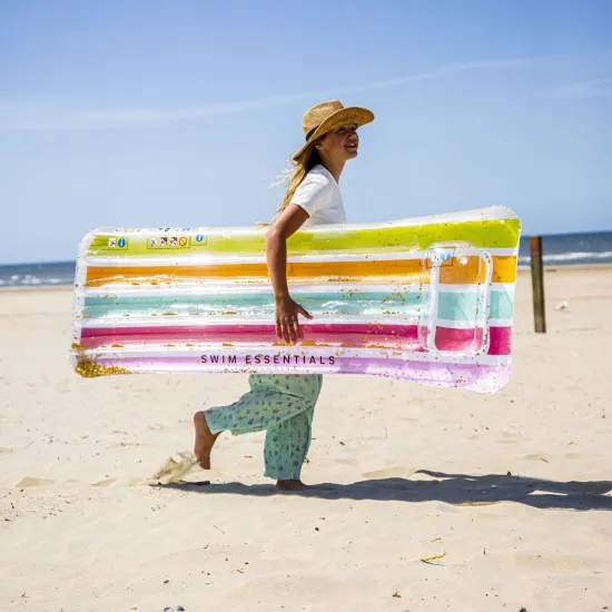Nafukovací lehátko Duha se třpytkami