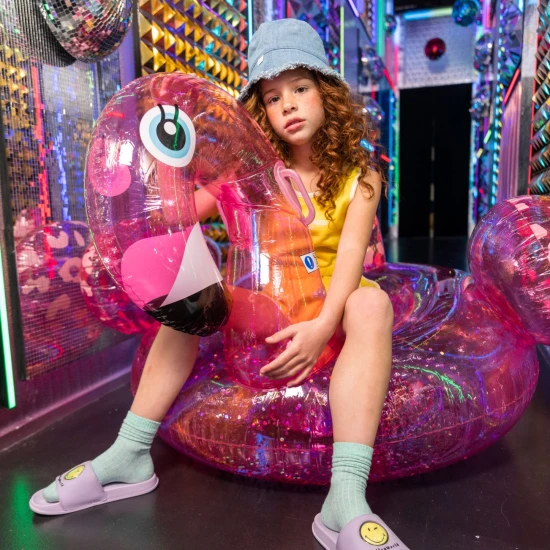 Nafukovací lehátko Plameňák neonový se třpytkami 150 cm