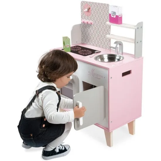 Dřevěná kuchyňka Macaron růžová bílá