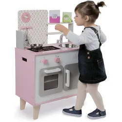 Dřevěná kuchyňka Macaron růžová bílá