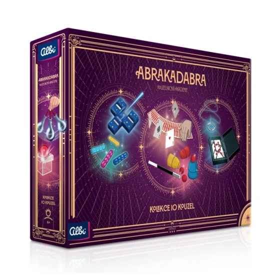 Kouzelnická sada pro děti Abrakadabra – Kouzelnická akademie od Albi Science, 10 kouzelnických triků s českým videonávodem Jiřího Hadaše