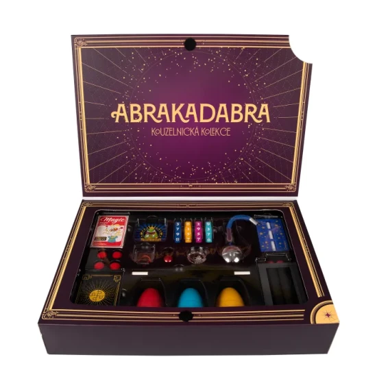 Kouzelnická sada pro děti Abrakadabra – Kouzelnická akademie od Albi Science, 10 kouzelnických triků s českým videonávodem Jiřího Hadaše