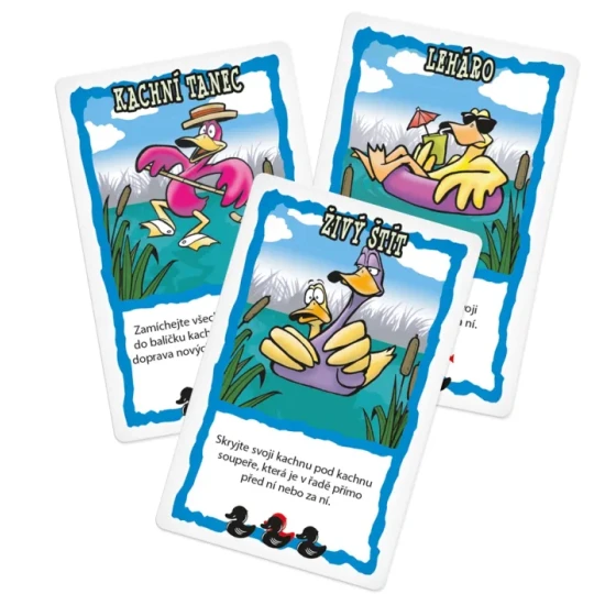 Karetní hra Střelené kachny ve které se kachny musí bránit před střelenými myslivci!