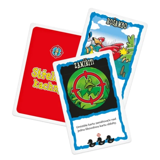 Karetní hra Střelené kachny ve které se kachny musí bránit před střelenými myslivci!