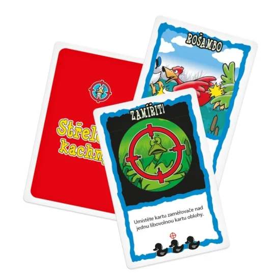 Karetní hra Střelené kachny ve které se kachny musí bránit před střelenými myslivci!