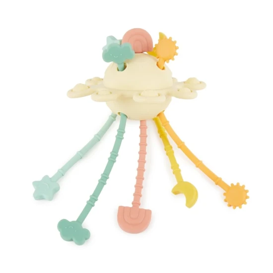 Silikonová motorická hračka s aktivitami Banana – Montessori hračka pro děti od 12 měsíců