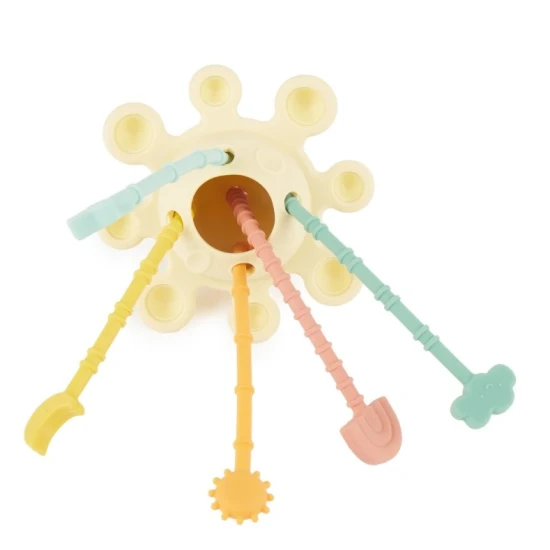 Silikonová motorická hračka s aktivitami Banana – Montessori hračka pro děti od 12 měsíců