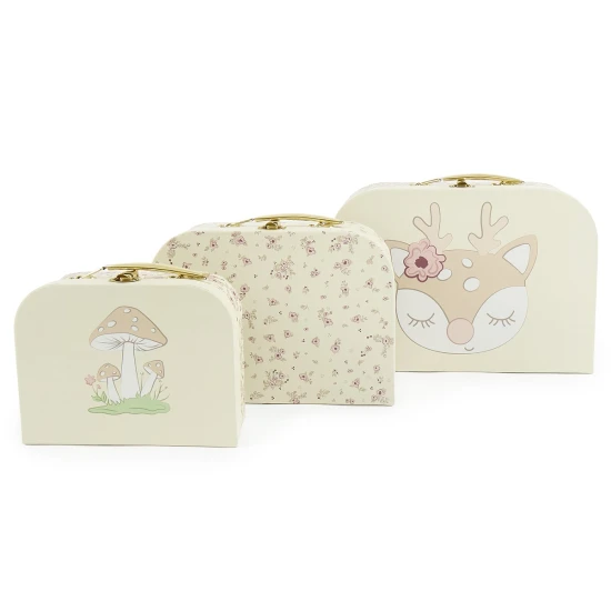 Bieco Sada tří kartonových kufříků jelenček Ella vintage flowers BIECO_04003040