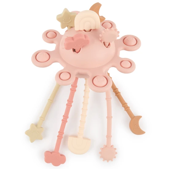 Bieco Silikonová motorická hračka s aktivitami dreamy rose BIECO_20000090