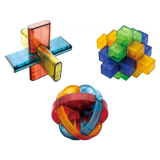 Sada tří tradičních hlavolamů v moderním provedení.