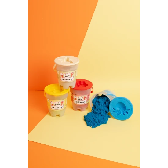 ChildGen Magický písek v kbelíku Blue 500g – přírodní, antibakteriální a voňavý kinetický písek pro děti.