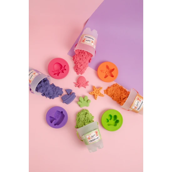 ChildGen Magický písek v kbelíku Pink 500g – přírodní, antibakteriální a voňavý kinetický písek pro děti.