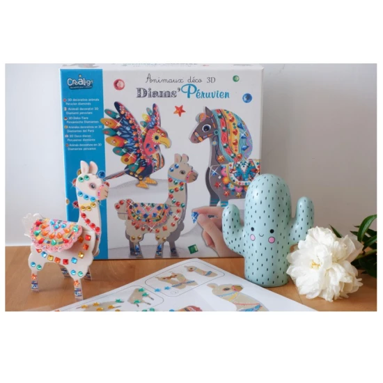 Kreativní sada pro děti 3D diamantová mozaika Zvířátka v Peru Crea Lign