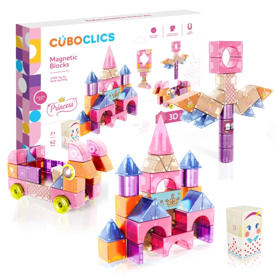 Magnetické kostky Cubo Clics Princess set 62 ks