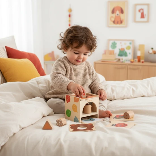 Dřevěná posuvná vkládačka zvířata pro nejmenší děti.