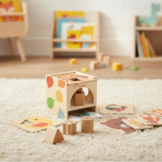 Dřevěná posuvná vkládačka zvířata pro nejmenší děti.