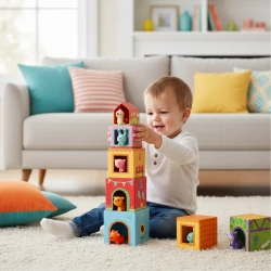 Topanifarm: věž z kostek se zvířátky