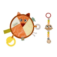 Senzorická hračka Liška a přívěsek na dudlík s kousátkem