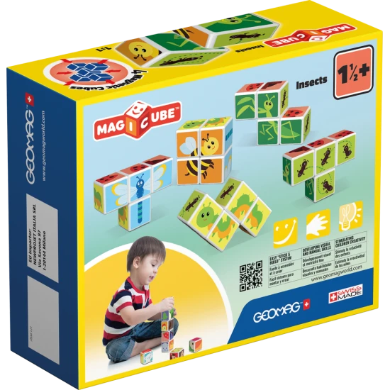Magnetické kostky pro děti – 3D skládání zvířátek z říše hmyzu od 18 měsíců