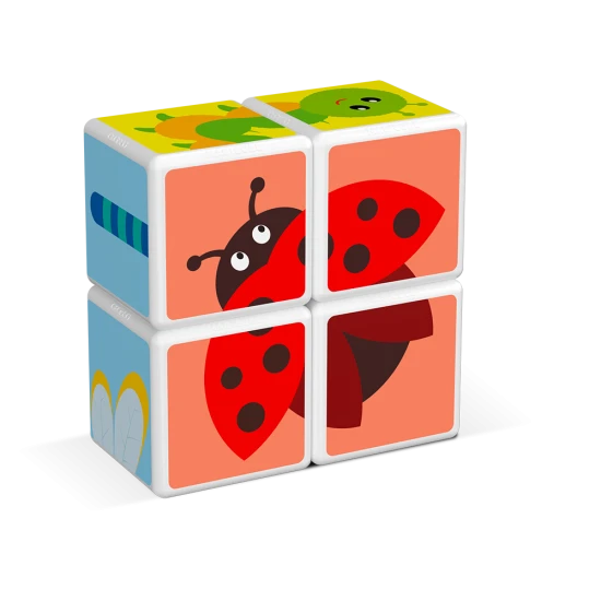 Magnetické kostky pro děti – 3D skládání zvířátek z říše hmyzu od 18 měsíců