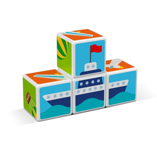 Magnetické kostky pro děti – skládání dopravních prostředků ve 3D od 18 měsíců