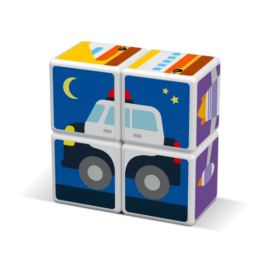 Magnetické kostky pro děti – skládání dopravních prostředků ve 3D od 18 měsíců