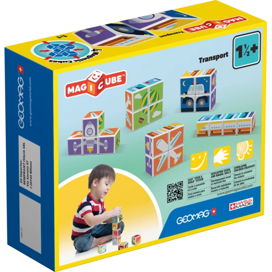 Magnetické kostky pro děti – skládání dopravních prostředků ve 3D od 18 měsíců