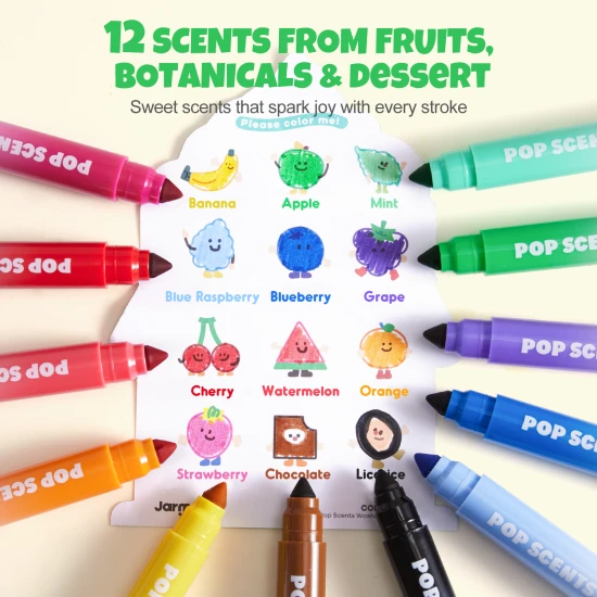 Jarmelo Fixy Smyvatelné s vůní – sada 12 barev