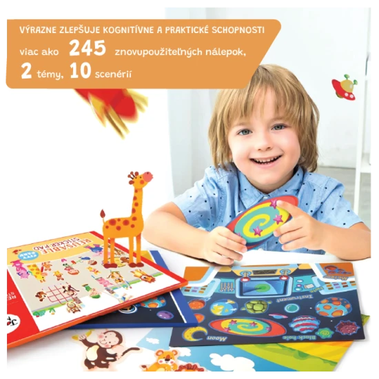 Jarmelo City Park – znovupoužitelné nálepky na PVC fólii, 5 scén a více než 145 barevných nálepek pro kreativní hru