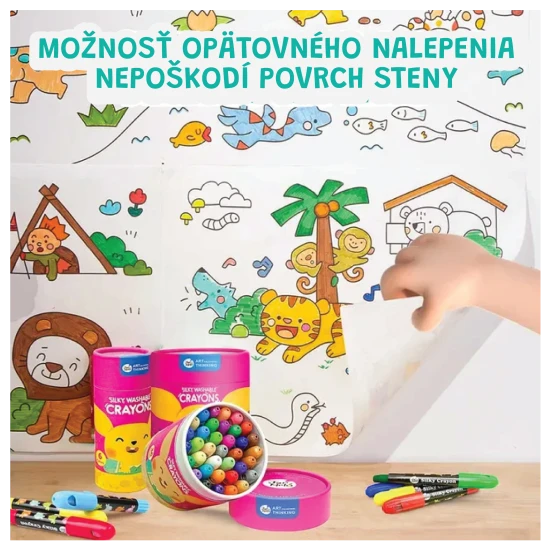 Jarmelo Omalovánka v roli Dinosauři – nalepovací omalovánka 118 × 40cm na zeď, pracovní stůl i podlahu