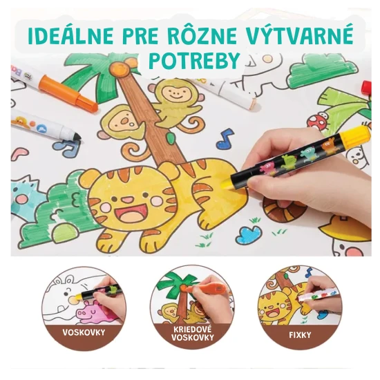 Jarmelo Omalovánka v roli Dinosauři – nalepovací omalovánka 118 × 40cm na zeď, pracovní stůl i podlahu