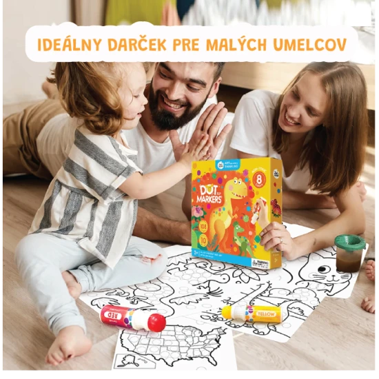 Jarmelo barvy v tubě – sada 8 omyvatelných a netoxických barev s pěnovým aplikátorem