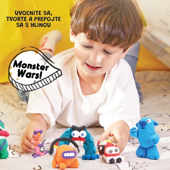 Jarmelo Ultra lehká modelovací hmota – sada 24 barev v boxu s nástroji a doplňky pro děti