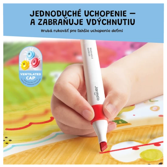 Jarmelo oboustranné fixy v přenosném boxu – 24 barev, štětec a hrubý hrot, netoxické a omyvatelné