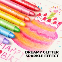 Jemné voskovky Smývatelné Glitter 12 ks