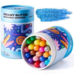 Jemné voskovky Smývatelné Glitter 24 ks