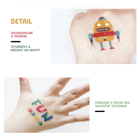 Jarmelo tetovačky a nálepky na nehty Pink – růžové dětské motivy, voděodolné a netoxické